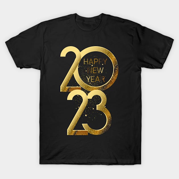 Golden Happy New Year 2023 T-Shirt by Iconra